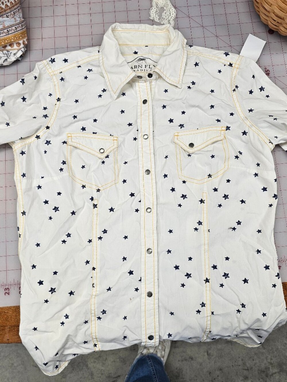 Barnfly Western Patriotic Shirt with Stars Size Medium